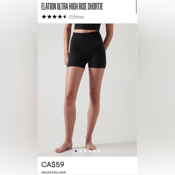 Athleta Ultra High Rise Elation Shortie Black Shorts S Small 3” - Picture 5 of 6